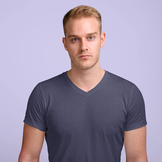 Navy Blue Men Premium 160 V-Neck