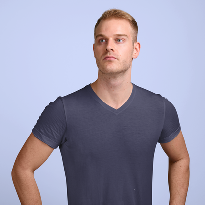Navy Blue Men Premium 160 V-Neck