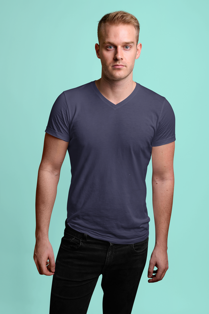Navy Blue Men Premium 160 V-Neck