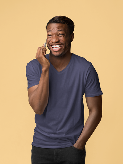 Navy Blue Men Premium 160 V-Neck