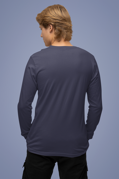 Navy Blue Men Platinum 180 Full Sleeve Round Neck