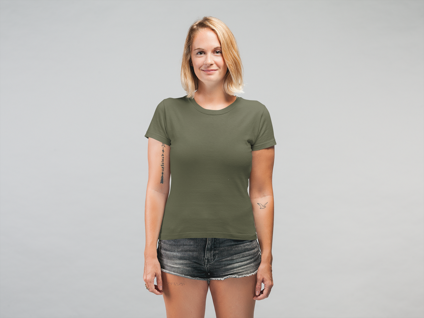 Olive Green Platinum 180 GSM Unisex Round Neck