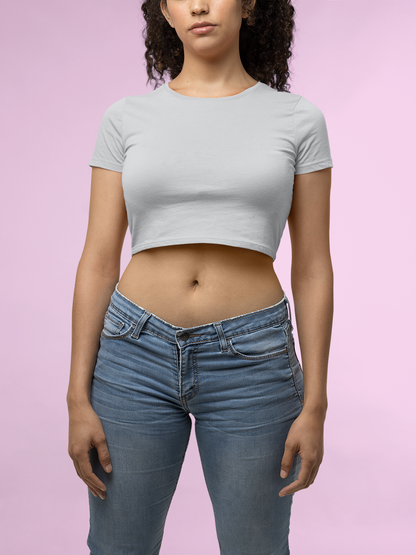 Grey HTR Premium 160 Women Crop Top