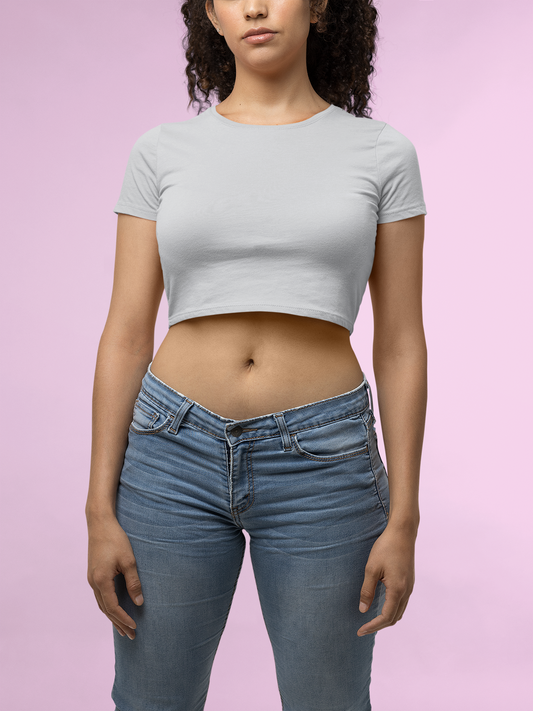 Grey HTR Premium 160 Women Crop Top
