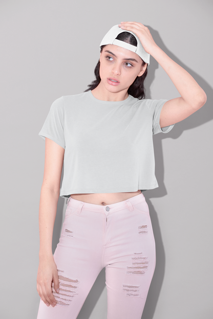 Grey HTR Premium 160 Women Crop Top