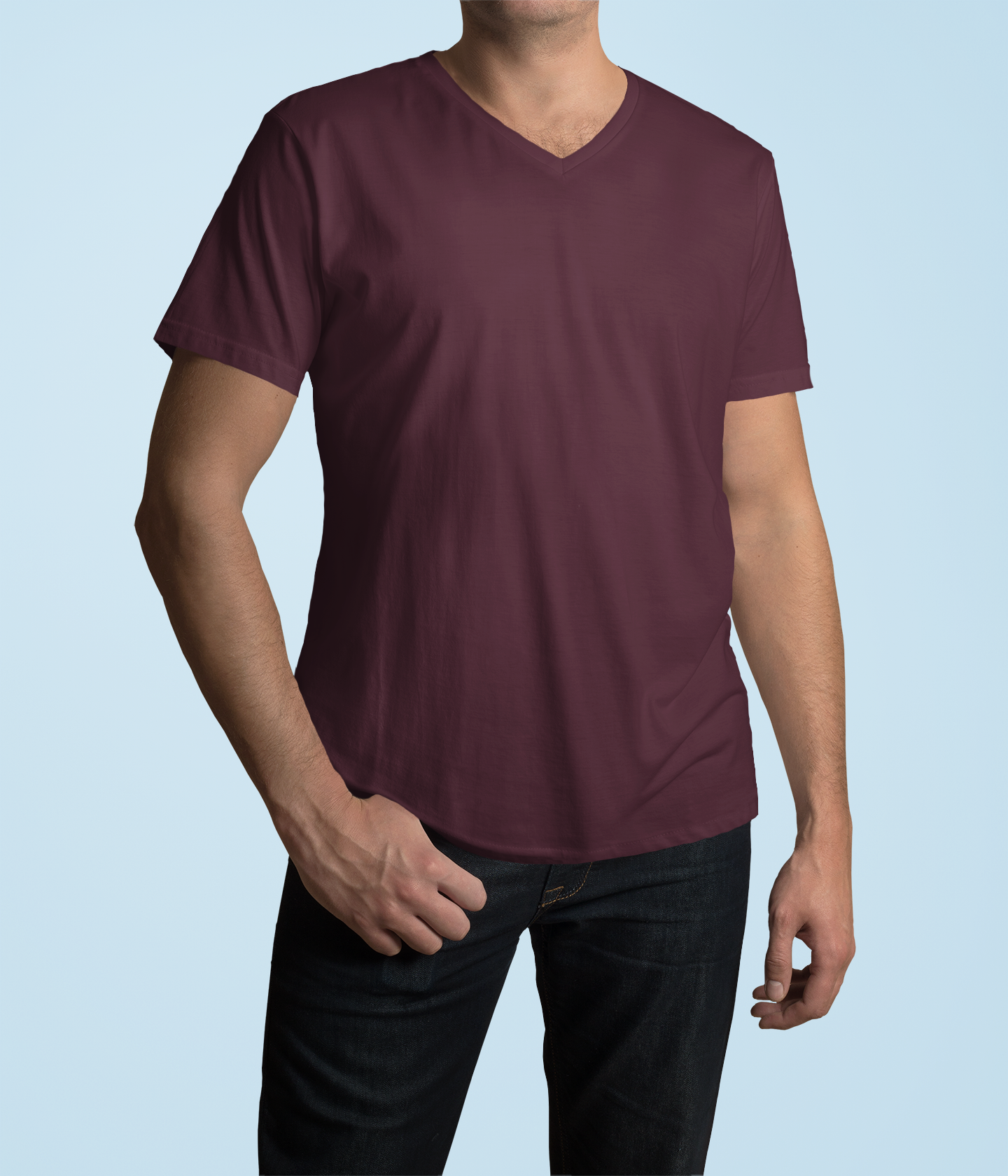 Maroon Men Premium 160 V-Neck