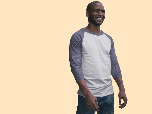 Grey Navy HTR Men Premium 180 Raglan Full Sleeve