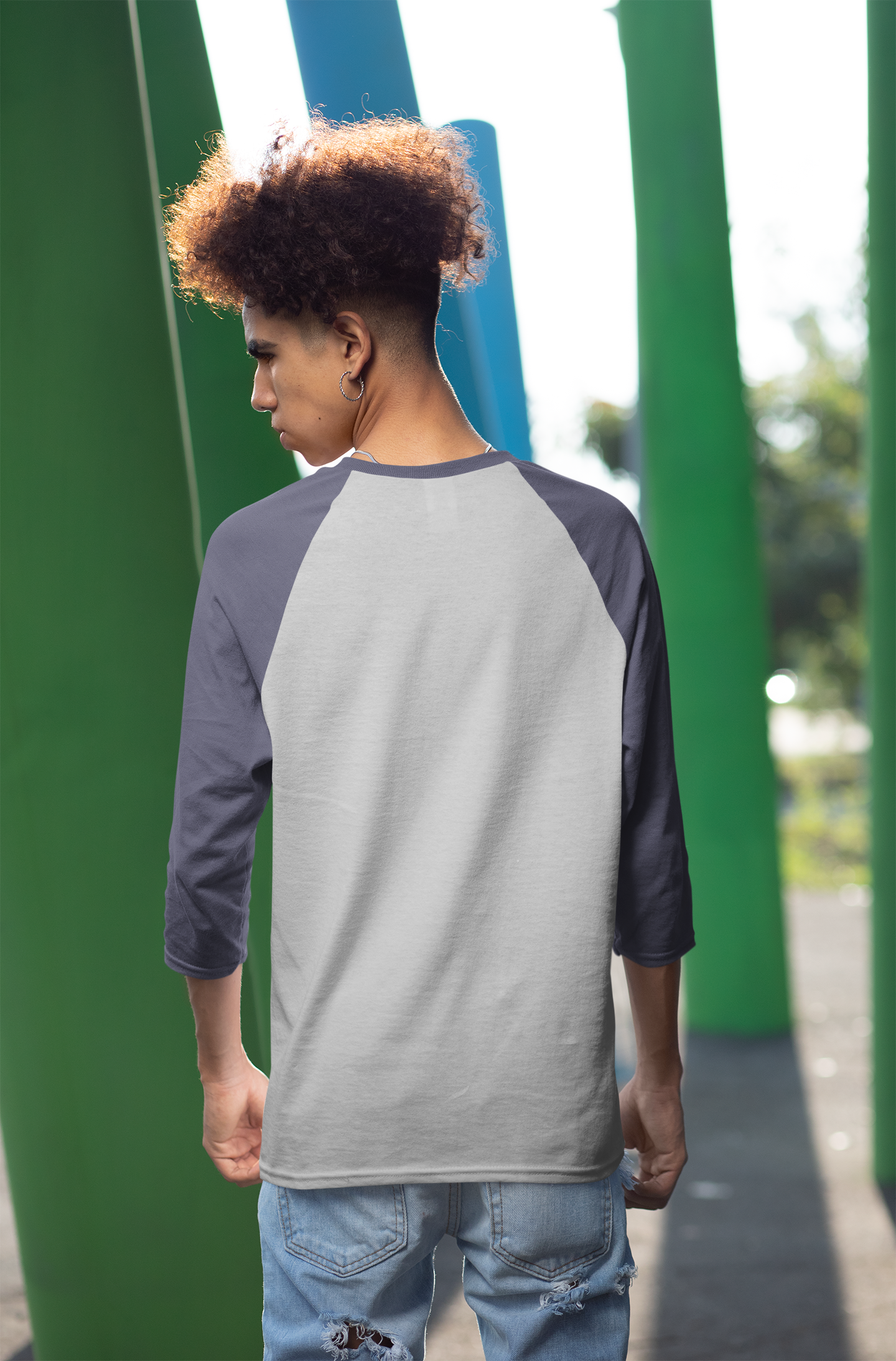 Grey Navy HTR Men Premium 180 Raglan Full Sleeve