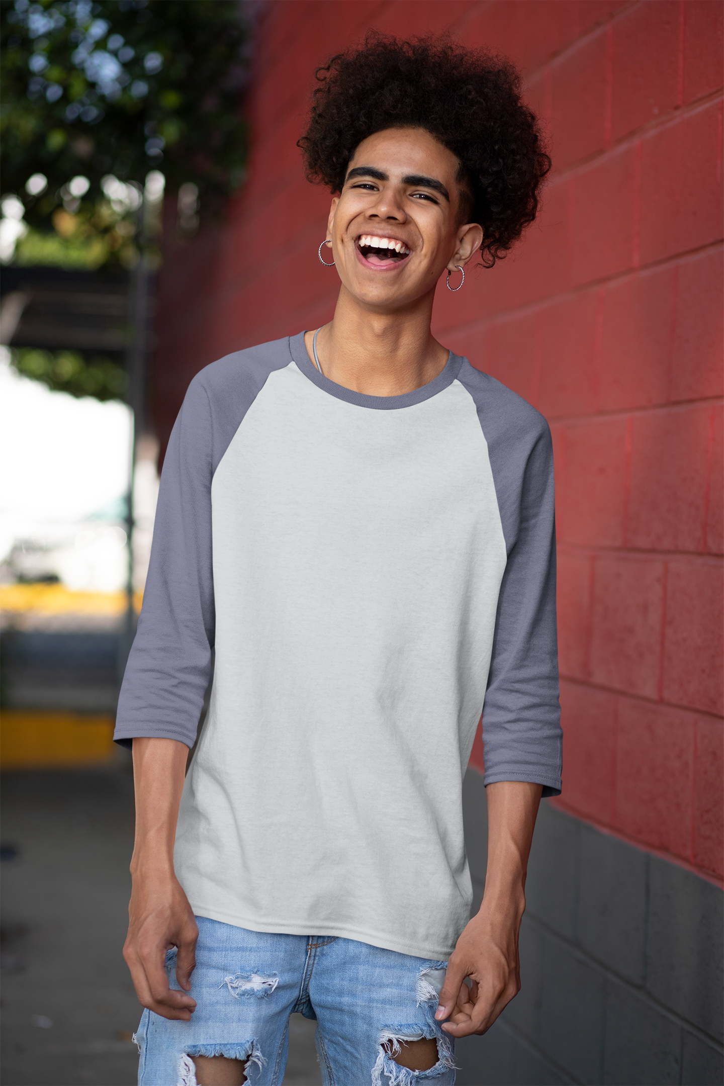 Grey Navy HTR Men Premium 180 Raglan Full Sleeve