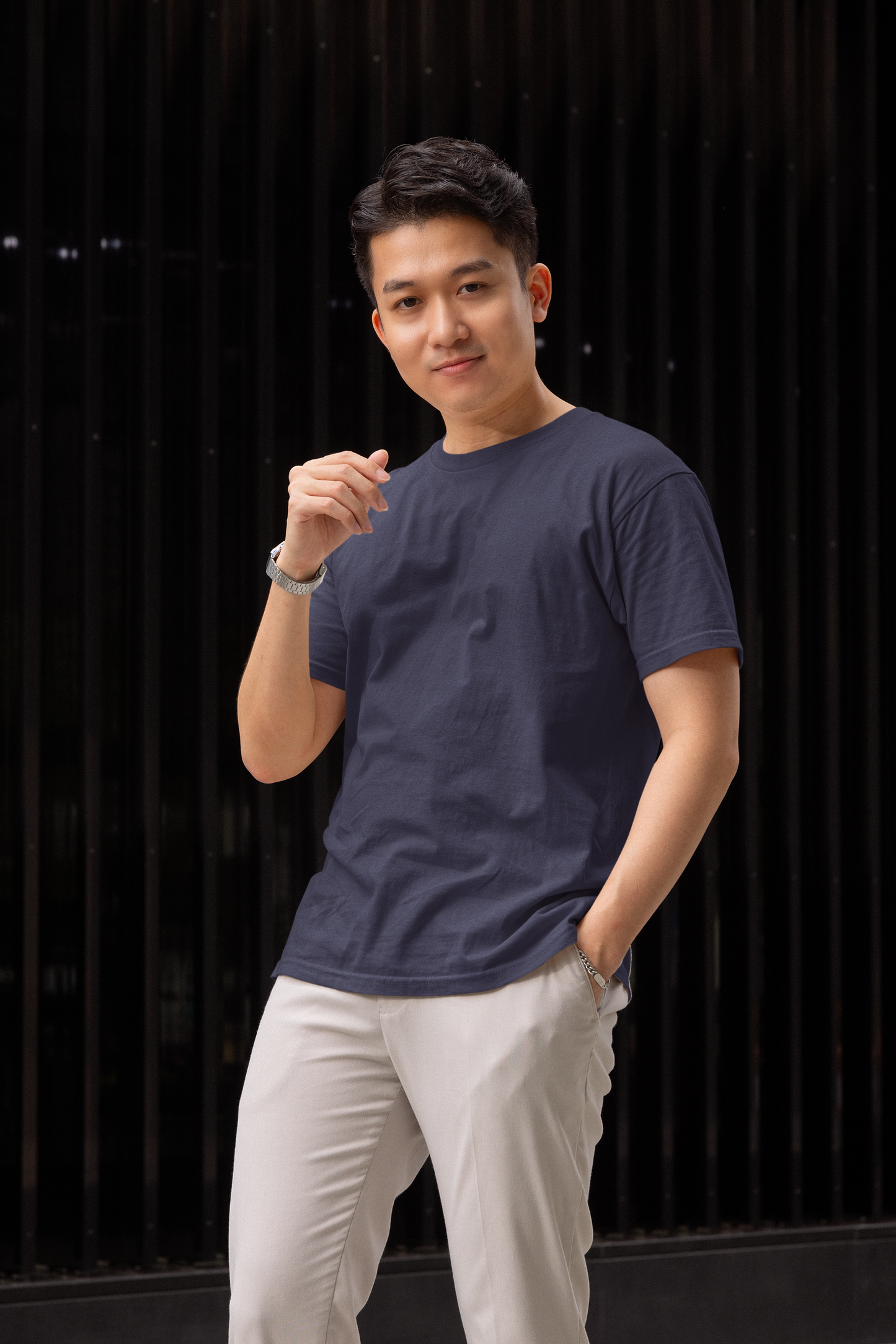 Navy Blue Premium 240 GSM Unisex Round Neck