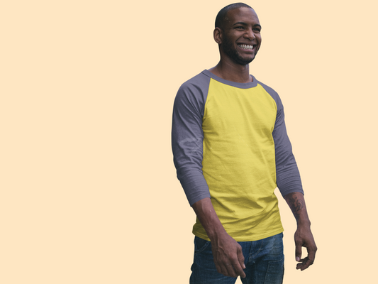 Yellow Navy HTR Men Premium 180 Raglan Full Sleeve