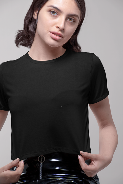 Black Premium 160 Women Crop Top