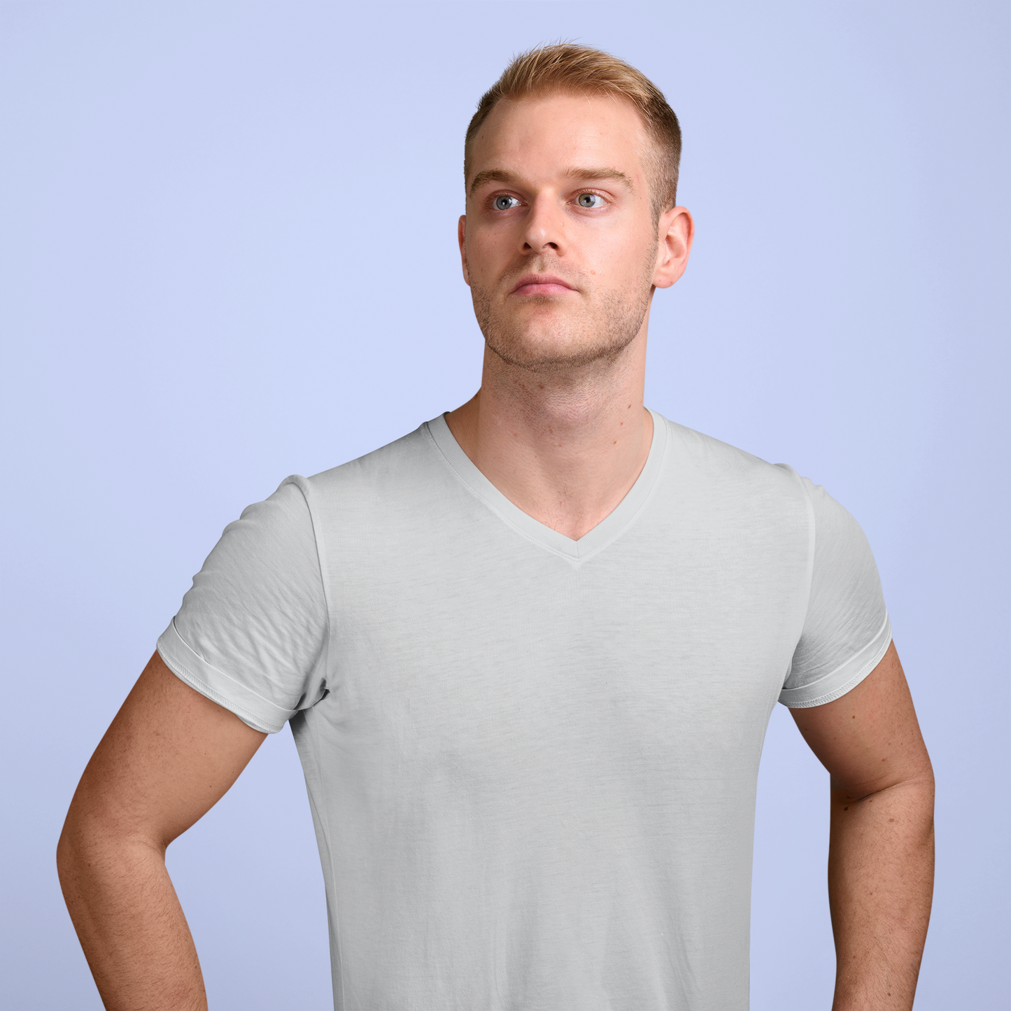 Grey HTR Men Premium 160 V-Neck