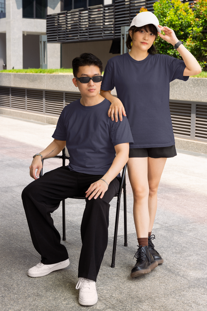 Navy Blue Premium 240 GSM Unisex Round Neck