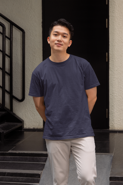 Navy Blue Premium 240 GSM Unisex Round Neck
