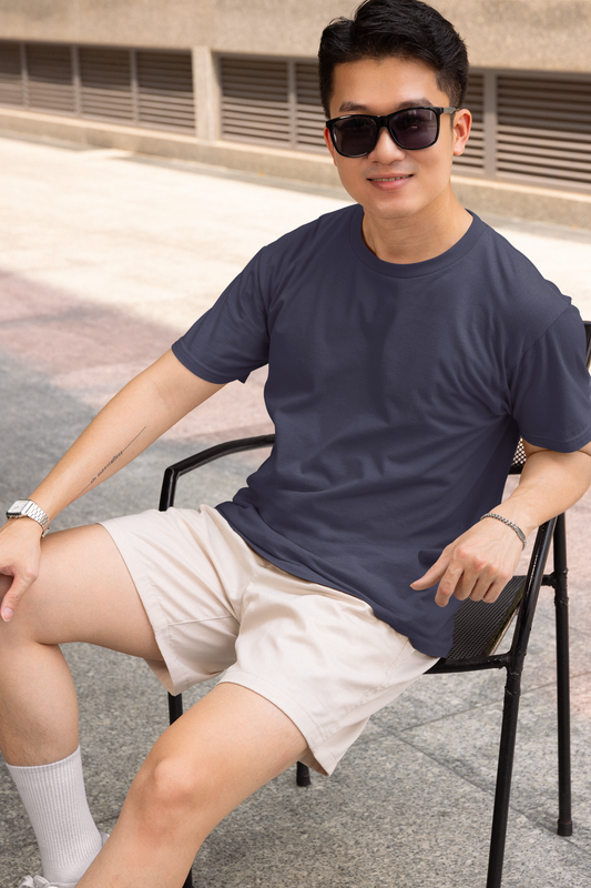 Navy Blue Premium 240 GSM Unisex Round Neck