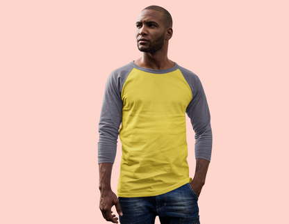 Yellow Navy HTR Men Premium 180 Raglan Full Sleeve