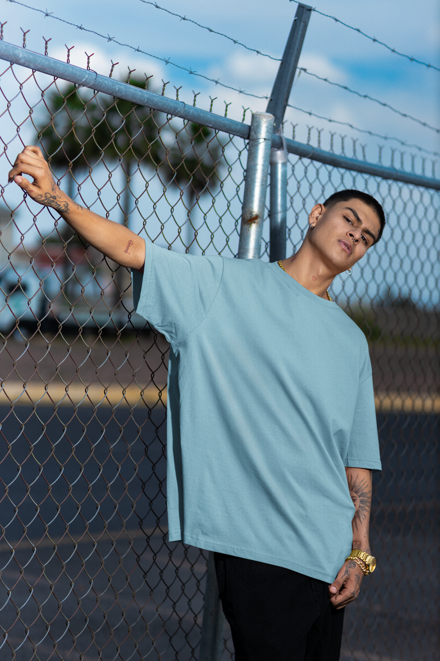 Cyan Men 220 GSM Oversized