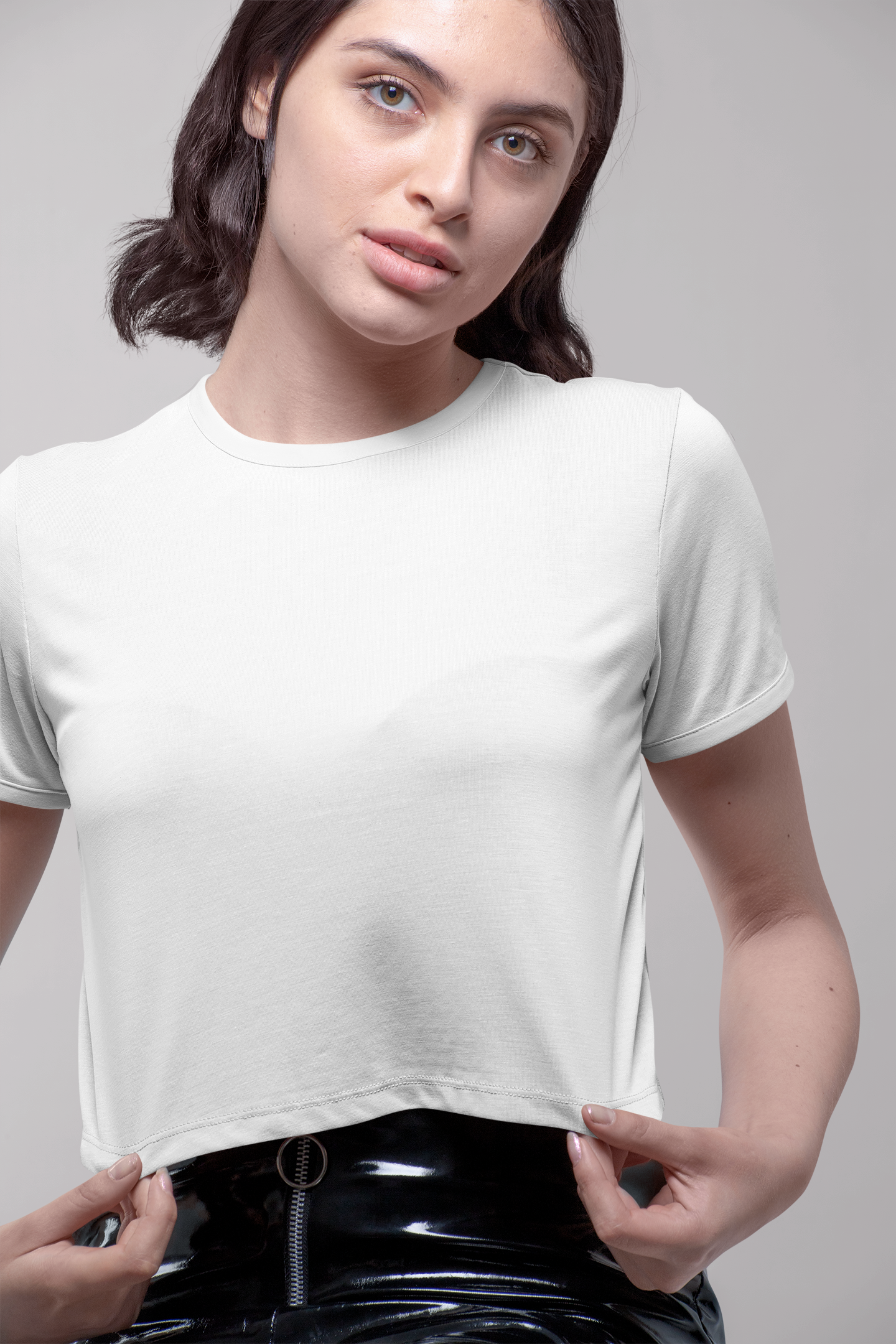 White Premium 160 Women Crop Top