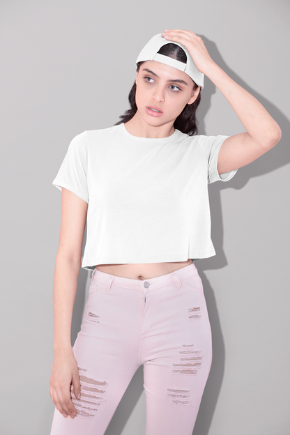 White Premium 160 Women Crop Top