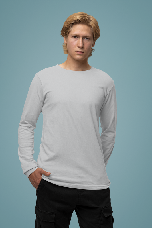 Grey HTR Men Platinum 180 Full Sleeve Round Neck
