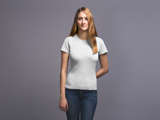 White Premium 160 Women Round Neck