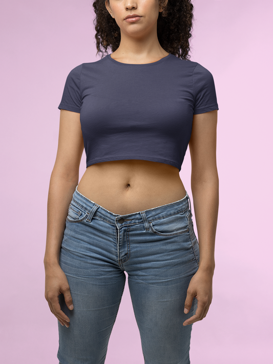 Navy Blue Premium 160 Women Crop Top