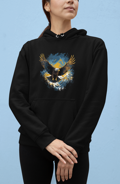 Dyemension Hoodie: Fearless Flying Eagle Printed Hoodie