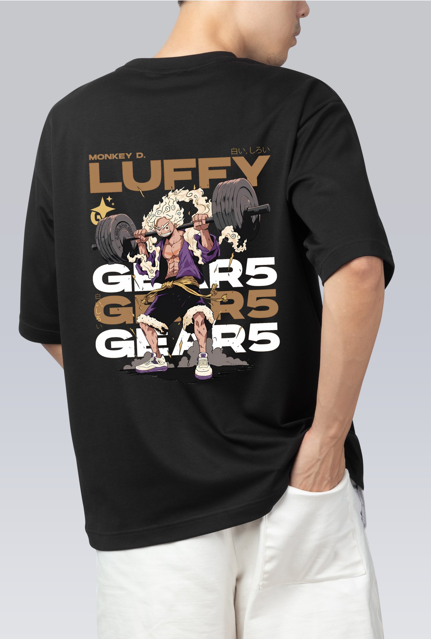 Dyemension - One Piece - Luffy - Gear5 Anime Printed Oversized T-Shirts!