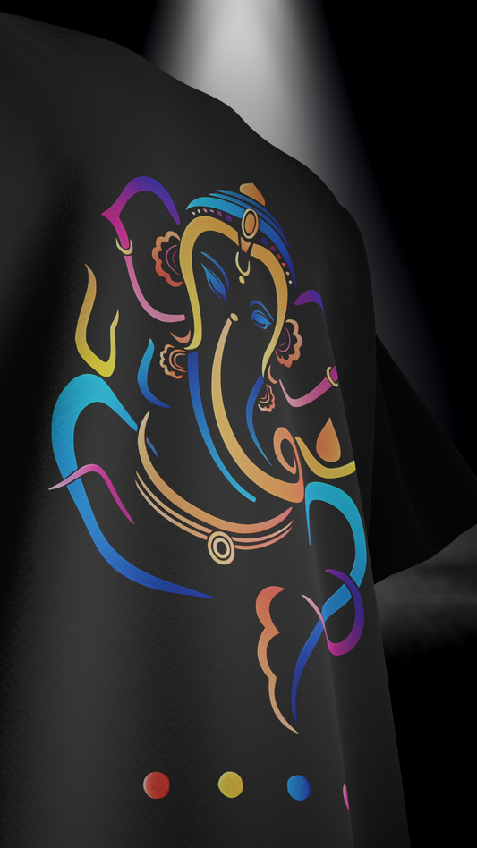 Dyemension: Ganpati Bappa Morya : Modern Mythology Printed T-Shirt #3