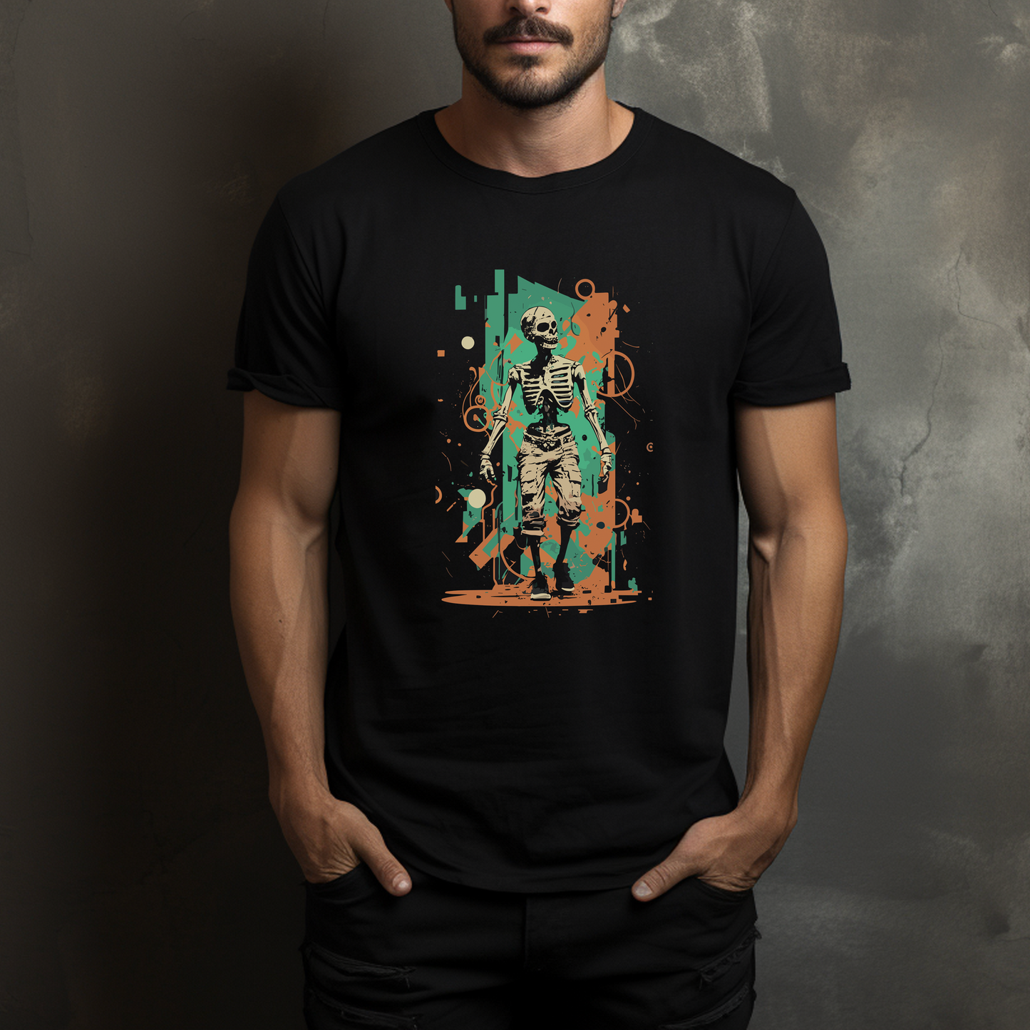 Dyemension: Cool Skeleton - Spooktacular Halloween Printed T-Shirt