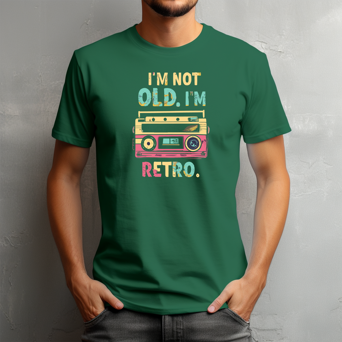 Dyemension: "I am not old, I am Retro." | Typography Printed Tshirt