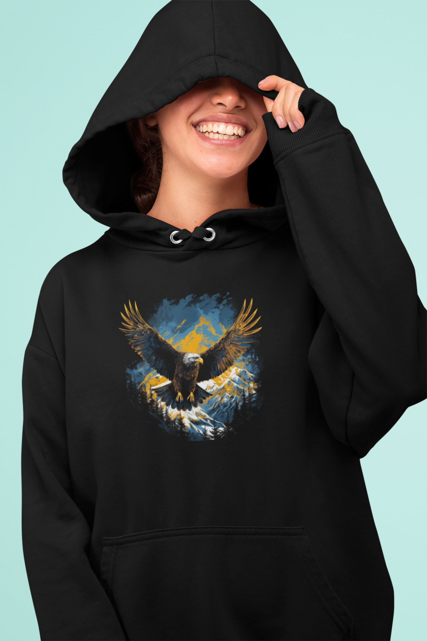 Dyemension Hoodie: Fearless Flying Eagle Printed Hoodie