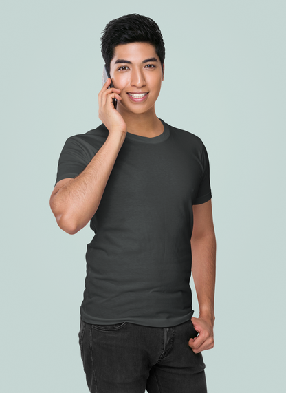 Black HTR Premium 160 GSM Unisex Round Neck
