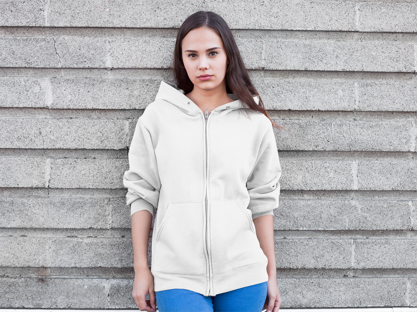 White Snowsoft Unisex Zipper Hoodie