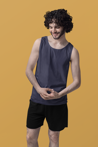 Navy Blue Men Premium 160 Tank Top
