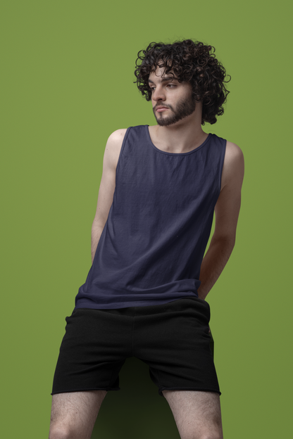 Navy Blue Men Premium 160 Tank Top