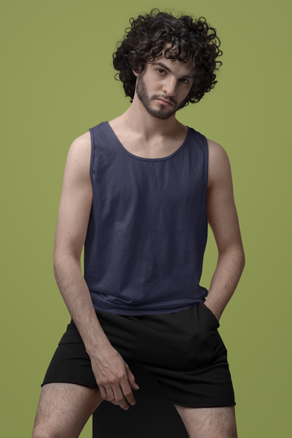 Navy Blue Men Premium 160 Tank Top