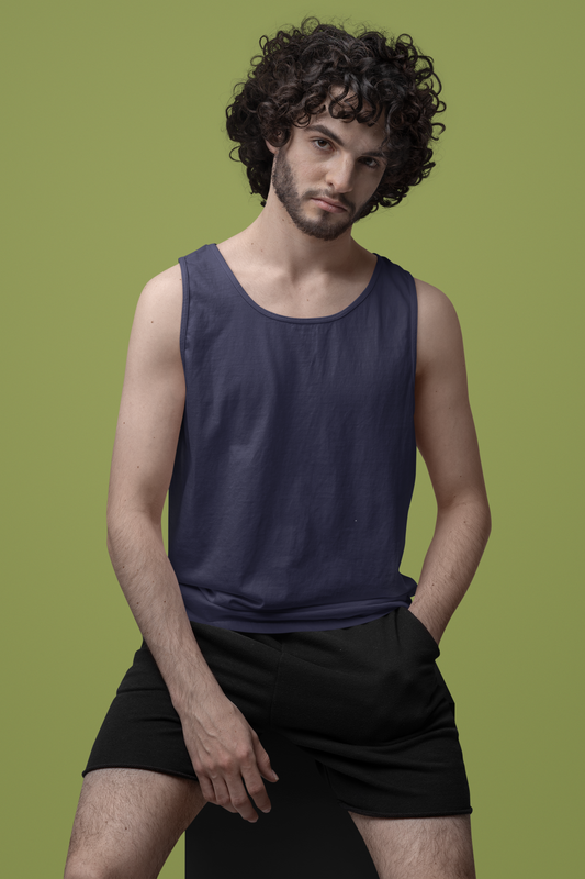 Navy Blue Men Premium 160 Tank Top