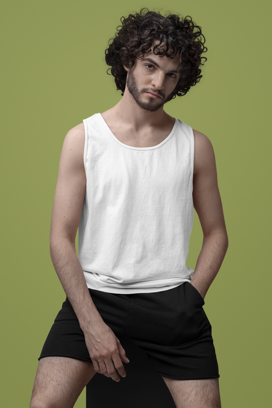 White Men Premium 160 Tank Top