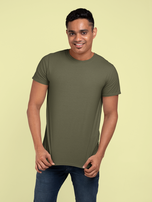 Olive Green Platinum 180 GSM Unisex Round Neck
