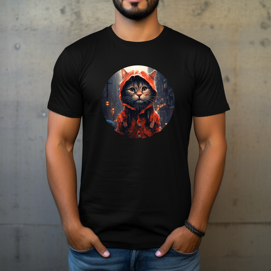 Dyemension: Homeless Cat Braving the Rain Printed T-Shirt