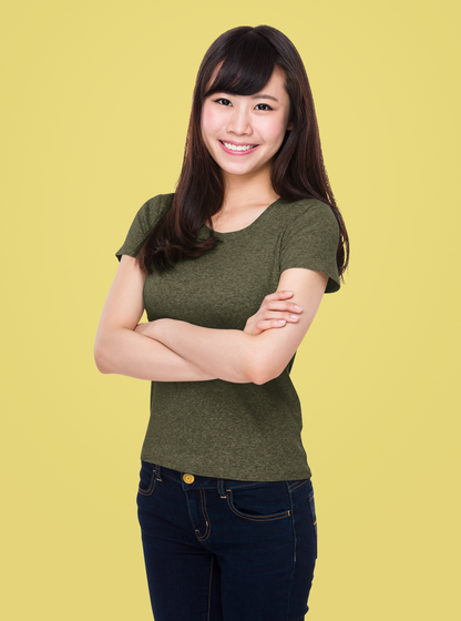 Olive Green Platinum 180 GSM Unisex Round Neck