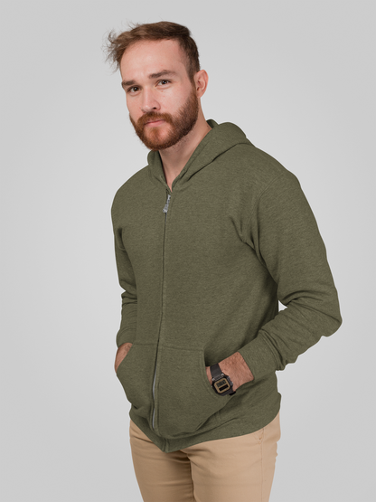 Olive Green Snowsoft Unisex Zipper Hoodie
