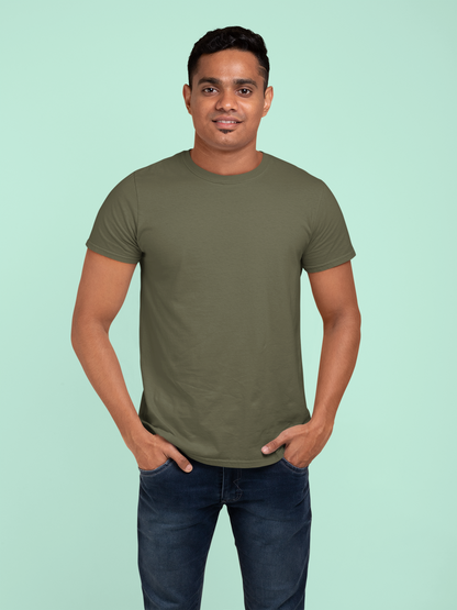 Olive Green Platinum 180 GSM Unisex Round Neck