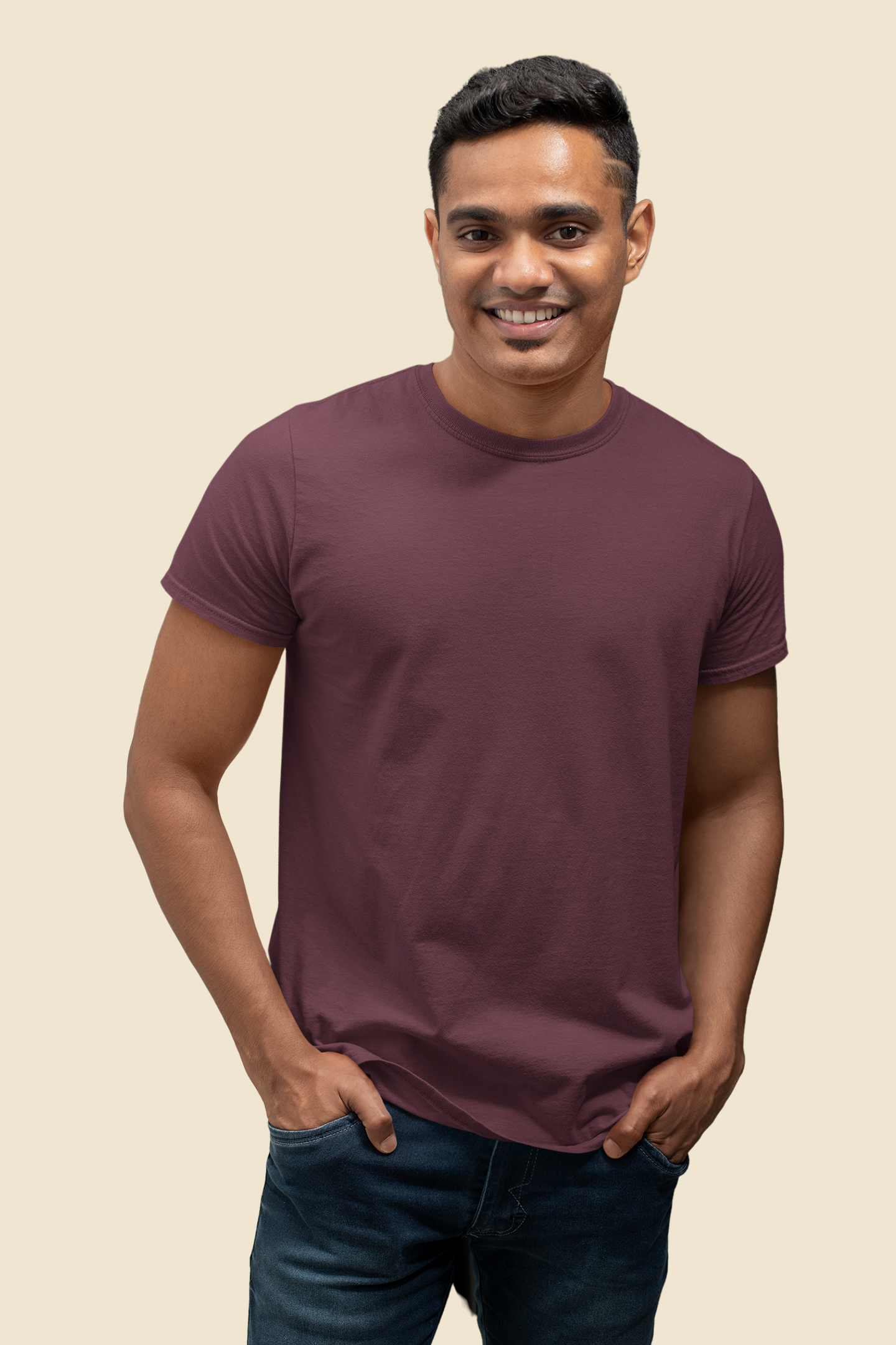 Maroon Platinum 180 GSM Unisex Round Neck